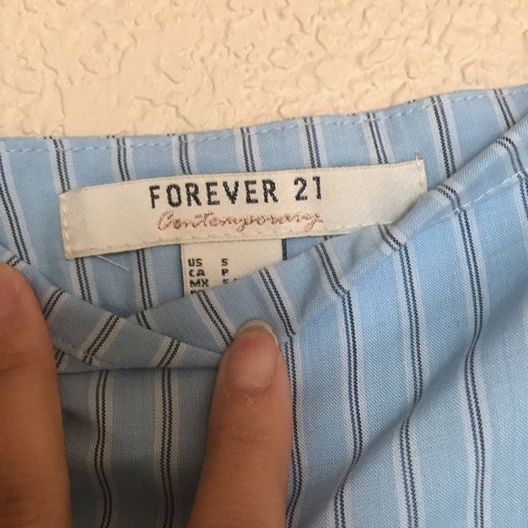 Forever21 Blue PinStriped Midi Wrap Skirt - Picture 4 of 7